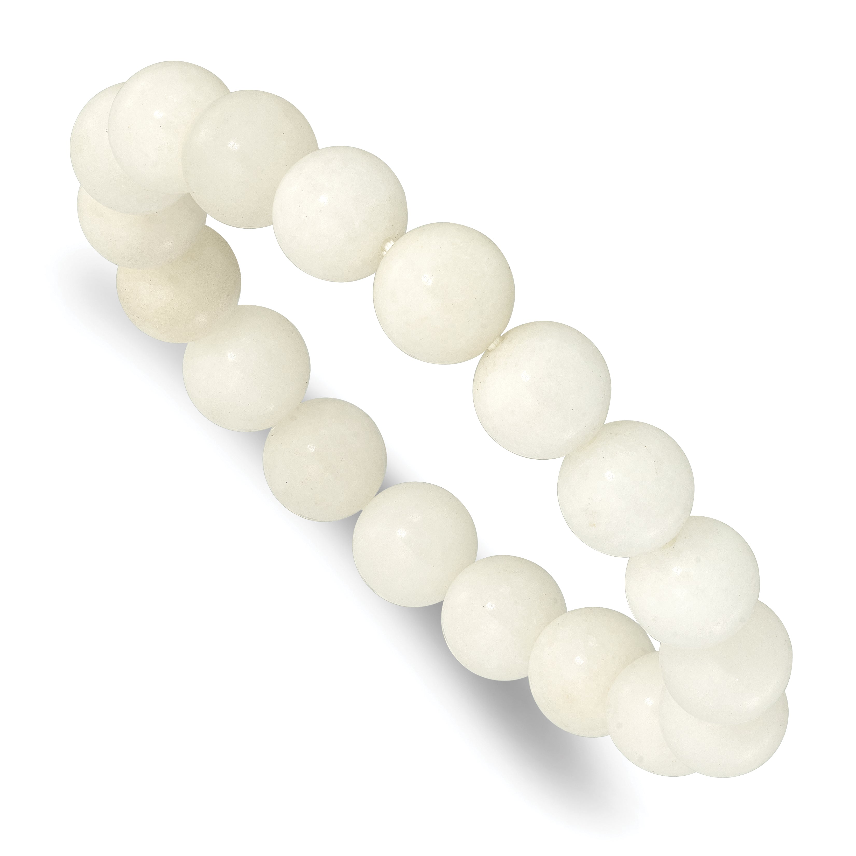 White Jade 10.00mm Beaded Stretch Bracelet