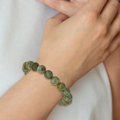 Green Labradorite 10.00mm Beaded Stretch Bracelet