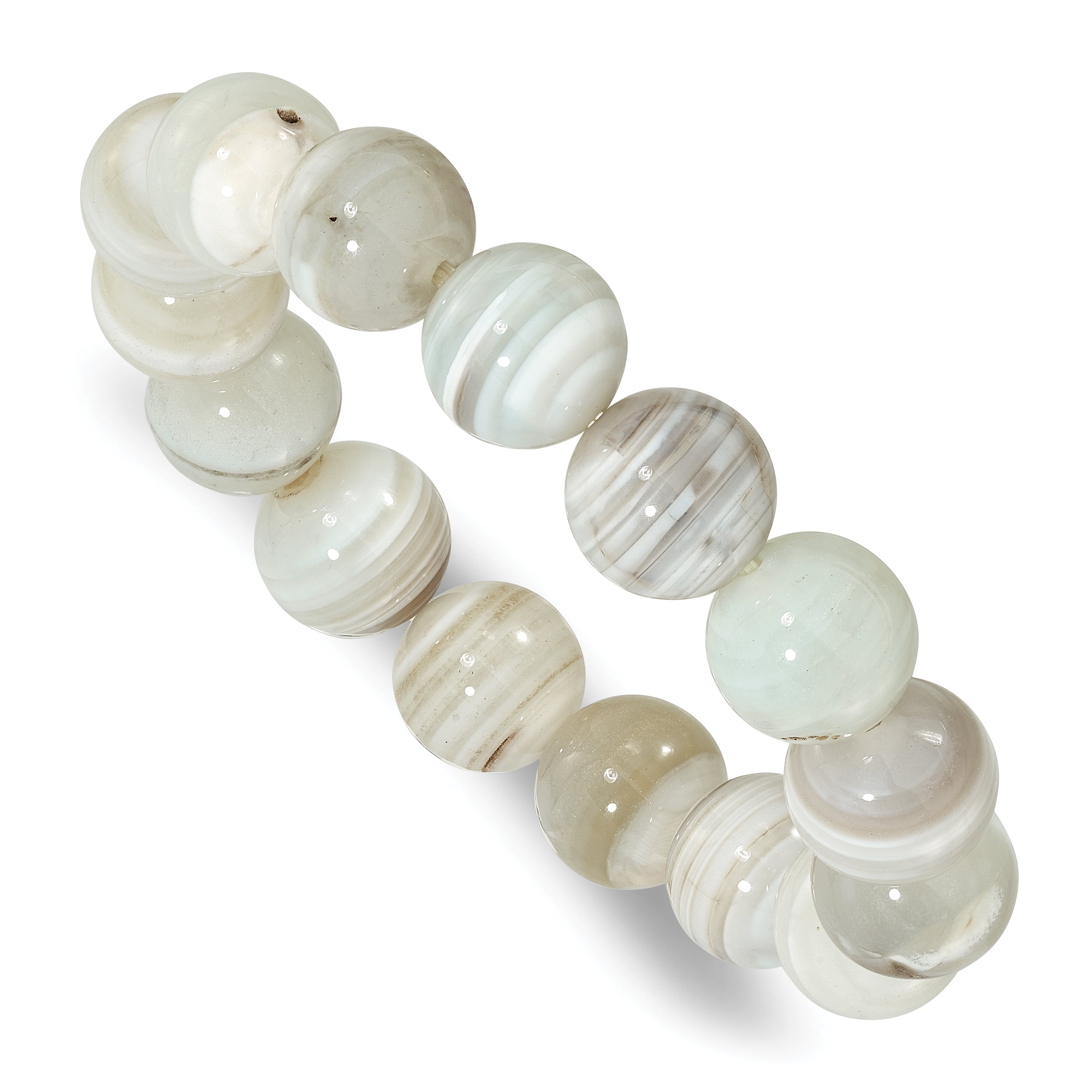Grey Agate 12.00mm Beaded Stretch Bracelet