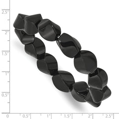 Black Agate 10x14mm Twisted Oval Beaded Stretch Bracelet