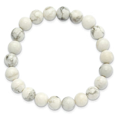 White Howlite 8.50mm Beaded Stretch Bracelet