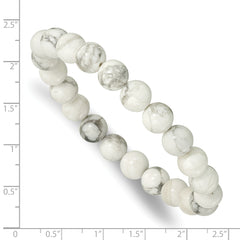 White Howlite 8.50mm Beaded Stretch Bracelet