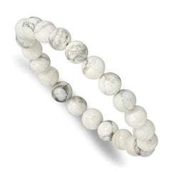 White Howlite 8.50mm Beaded Stretch Bracelet