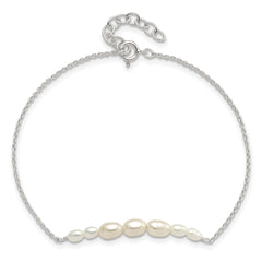 Sterling Silver E-coated with Freshwater Cultured Pearl w/1in ext Bracelet