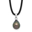 Saltwater Pearl Black Silicone Necklace in Sterling Silver, 18 Inch - Sophia Jewelers