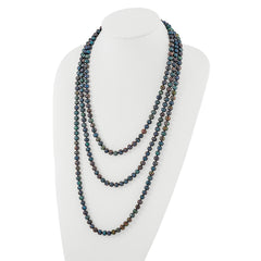 7-8mm Black Near-Round Freshwater Cultured Pearl 76 inch Slip on Necklace