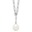 Sterling Silver Rhodium-Rhodium-Plated 12-13mm Teardrop Freshwater Cultured Pearl Adjustable 24 inch Necklace