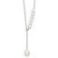Sterling Silver Rhodium-Rhodium-Plated 4.5-8.5mm White Teardrop and Semi-Round Freshwater Cultured Pearl 15.5 inch with 1.75 inch Extension Necklace