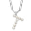 Sterling Silver Rhodium-Rhodium-Plated 3-5.5mm White Button Freshwater Cultured Pearl LETTER T 18 inch Necklace
