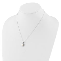 Sterling Silver Rhodium-plated 5-7mm White Button Freshwater Cultured Pearl 18 inch Necklace and Post Earrings Set