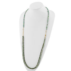 Sterling Silver Gold-plated Amazonite Adj. 17in or 40in Necklace