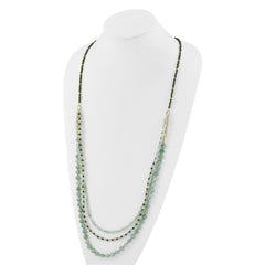 Sterling Silver Gold-plated Amazonite Adj. 17in or 40in Necklace