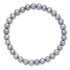 7-8mm Semi-Round Grey/White/Black/Red/Green Freshwater Cultured Pearl Stretch 5-Bracelet Set