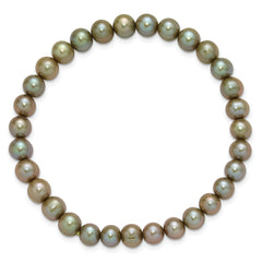 7-8mm Semi-Round Grey/White/Black/Red/Green Freshwater Cultured Pearl Stretch 5-Bracelet Set