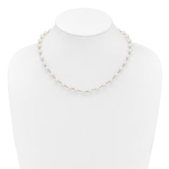 Sterling Silver Rhodium-plated 6-7mm Semi-Round White Freshwater Cultured Pearl 18 inch Necklace/7 inch Bracelet/Button Post Earring Set