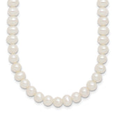 Sterling Silver Rhodium-plated 6-7mm Semi-Round White Freshwater Cultured Pearl 14 inch with 2 inch Extender Choker