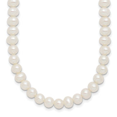 Sterling Silver Rhodium-plated 6-7mm Semi-Round White Freshwater Cultured Pearl 14 inch with 2 inch Extender Choker