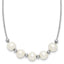 Sterling Silver Rhodium-plated 7-8mm Semi-Round White Freshwater Cultured Pearl and Beads 16 inch with 2 inch Extender Necklace