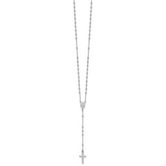 Sterling Silver Rhodium-plated Polished 17.5 inch with 1.25 inch extender Rosary Necklace