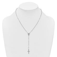 Sterling Silver Rhodium-plated Polished 17.5 inch with 1.25 inch extender Rosary Necklace