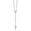 Sterling Silver Polished and Beaded Rosary 24 inch Necklace