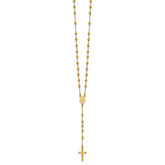 Sterling Silver Gold-tone Polished and Beaded Rosary 24 inch Necklace