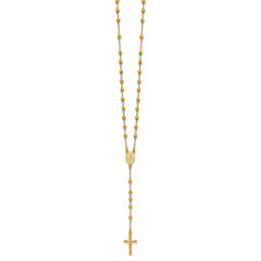 Sterling Silver Gold-tone Polished and Beaded Rosary 24 inch Necklace