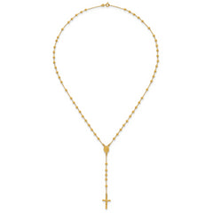 Sterling Silver Gold-tone Polished and Beaded Rosary 24 inch Necklace