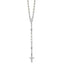 Sterling Silver Rhodium-plated Plastic Imitation Pearl 19.75 inch with 1 inch extender Rosary Necklace