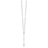 Sterling Silver Polished and Beaded Rosary 24 inch Necklace