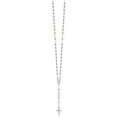 Sterling Silver Polished and Beaded Rosary 24 inch Necklace