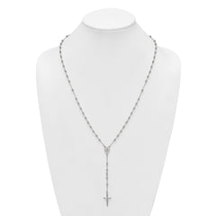Sterling Silver Polished and Beaded Rosary 24 inch Necklace