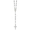 Sterling Silver Polished and Beaded Rosary 24 inch Necklace