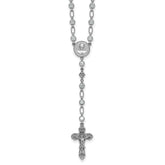 Sterling Silver Rhodium-plated Polished Round CZ 25.25 inch Rosary Necklace