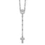 Sterling Silver Rhodium-plated CZ and Diamond-cut Heart Link with Cross Ash Holder 26.5 inch Rosary Necklace