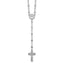 Sterling Silver Rhodium-plated Polished CZ and Diamond-cut Crosses 30.5 inch Rosary Necklace