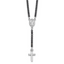 Sterling Silver Rhodium-plated Polished Black CZ 15.5 inch with 2 inch extender Rosary Necklace