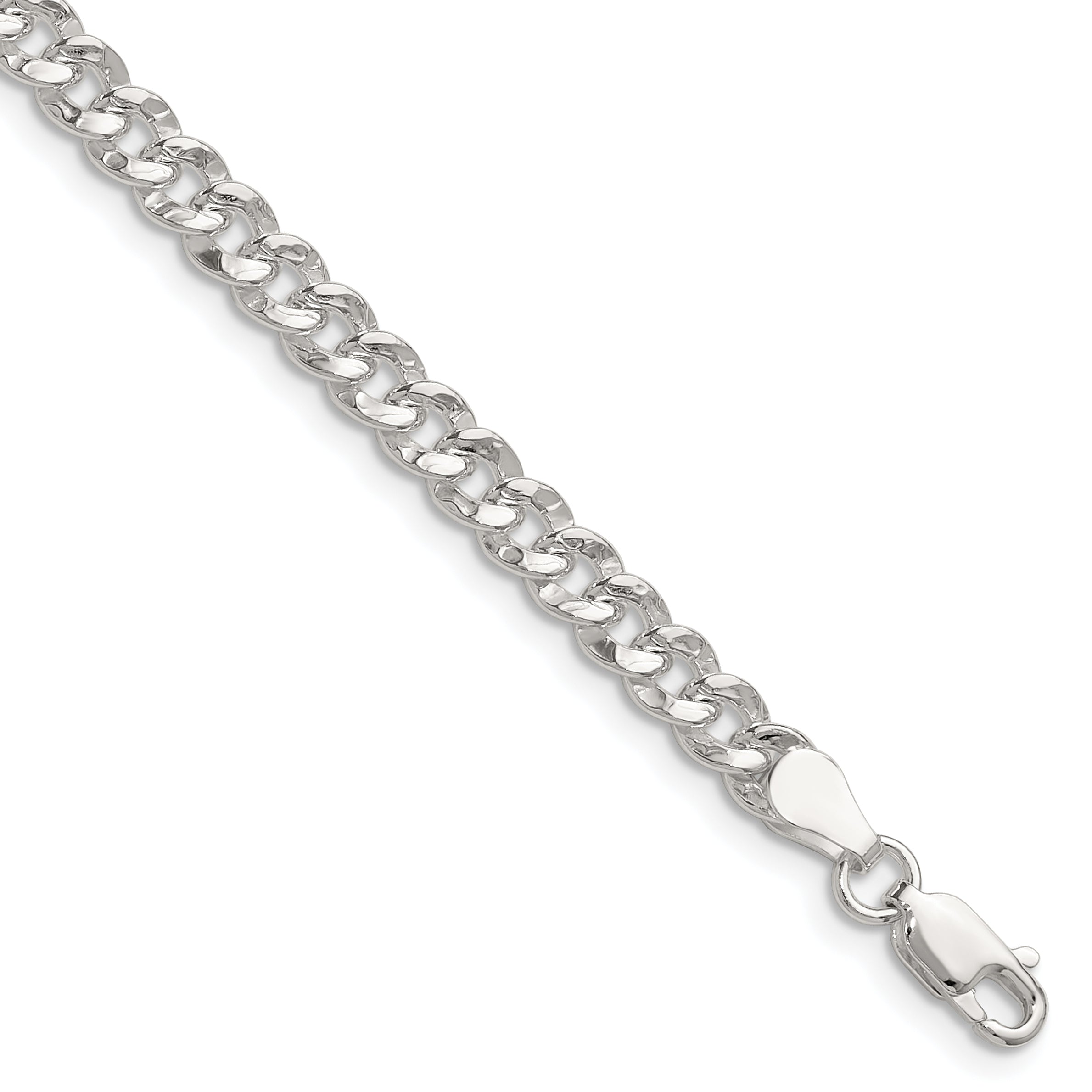 Sterling Silver 4.75mm Hammered Curb Chain