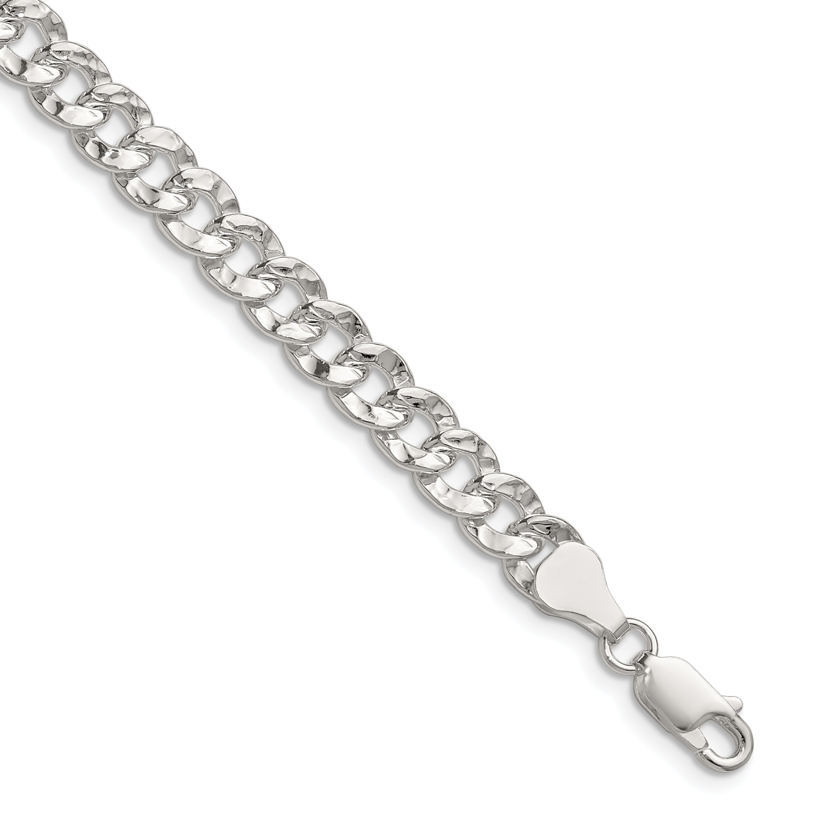 Sterling Silver 6.35mm Hammered Curb Chain