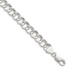 Sterling Silver 7.6mm Hammered Curb Chain