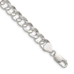 Sterling Silver 7.6mm Hammered Curb Chain