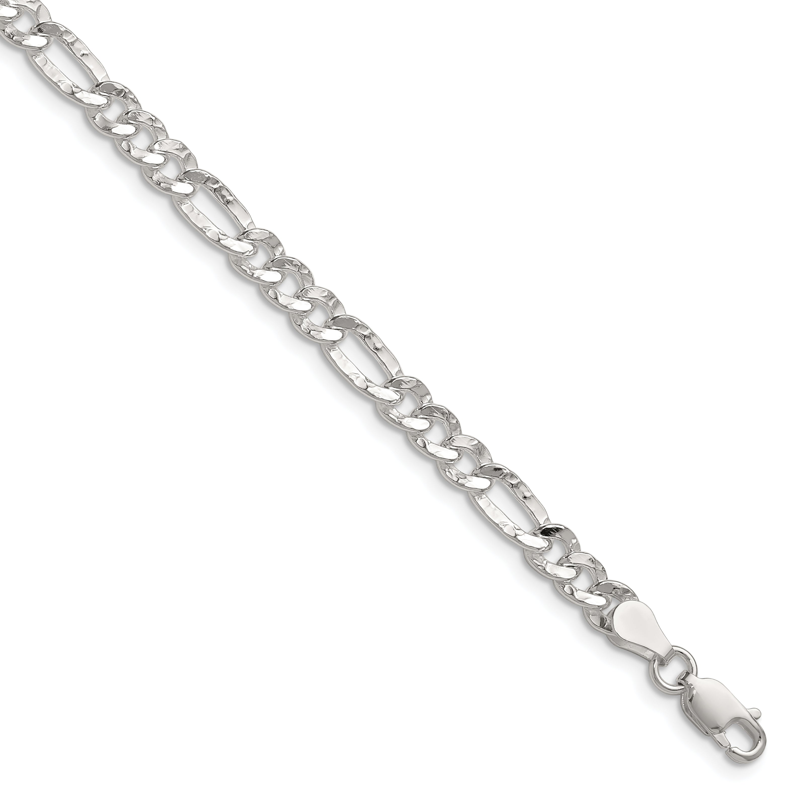 Sterling Silver 4.75mm Hammered Figaro Chain