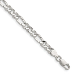 Sterling Silver 4.75mm Hammered Figaro Chain