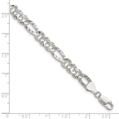 Sterling Silver 6.3mm Hammered Figaro Chain