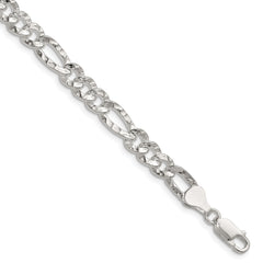 Sterling Silver 6.3mm Hammered Figaro Chain