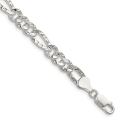 Sterling Silver 6.3mm Hammered Figaro Chain