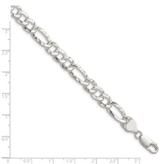 Sterling Silver 7.6mm Hammered Figaro Chain