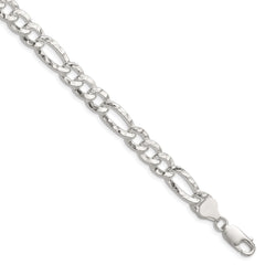 Sterling Silver 7.6mm Hammered Figaro Chain