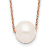 Sterling Silver Rose-tone 10-11mm White Near-Round Freshwater Cultured Pearl 17 inch Necklace