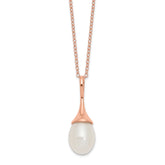 Sterling Silver Rose-tone 8-9mm White Teardrop Freshwater Cultured Pearl 17 inch Necklace